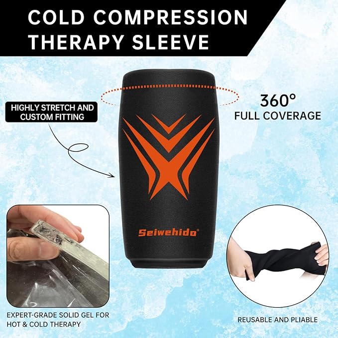 Extended Knees Ice Pack for Injuries Freeze Compression Sleeve Reusable Gift Soft Gel Ice Wrap for Leg Swelling, Knee Replacement Surgery, Cold Compress Therapy for Arthritis, Meniscus Tear and ACL