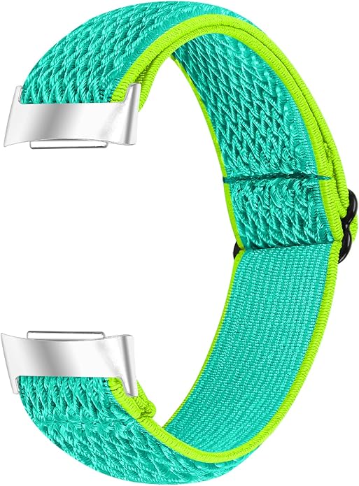 Lijinlan Nylon Band Compatible with Fitbit Charge 5 Advanced Fitness & Health Tracker, Elastic Woven Strap Stretchable Wristband Watch Bands Replacement for Charge 5 for Women Men