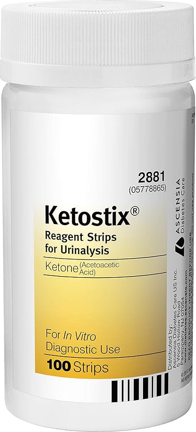 Reagent Strips for Urinalysis, Measure Ketone Levels, 100-Count Box