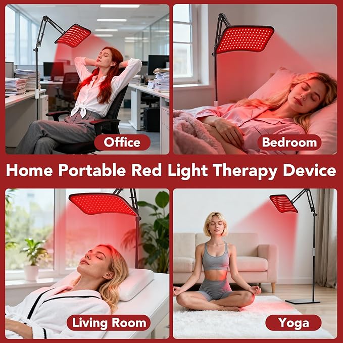 Red Light Therapy for Face and Body, 660nm Red + 850nm Near-Infrared LED Light Therapy Device with Adjustable Stand, Light Therapy for Face & Body at Home