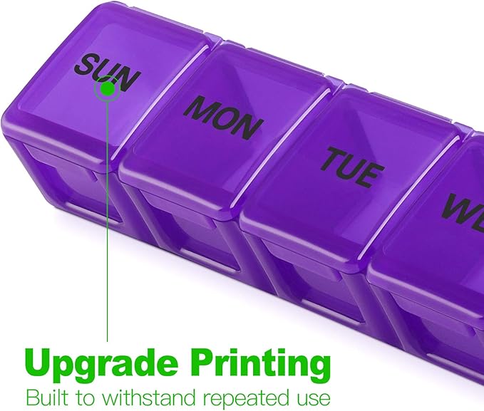 Pill Organizer XL Extra Large Weekly and Daily Pill Cases for Pills/Vitamin/Fish Oil/Supplements (Purple)