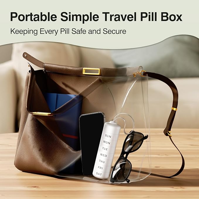7 Day Pill Organizer, Waterproof Weekly Pill Organizer 1 Time a Day, Zoksi Portable BPA Free Daily Medication Organizer for Vitamins, Supplements, Fish Oil(Daily Use, Home, Gym, Work)