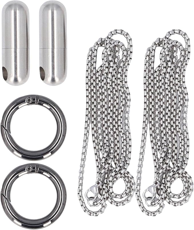 TOPINCN Stainless Steel Pills Keychain Holder, Airtight Leakproof Small Capsules Container Case, Lightweight Portable Pills Bottle for Hiking Travel Camping Outdoor (Silver)