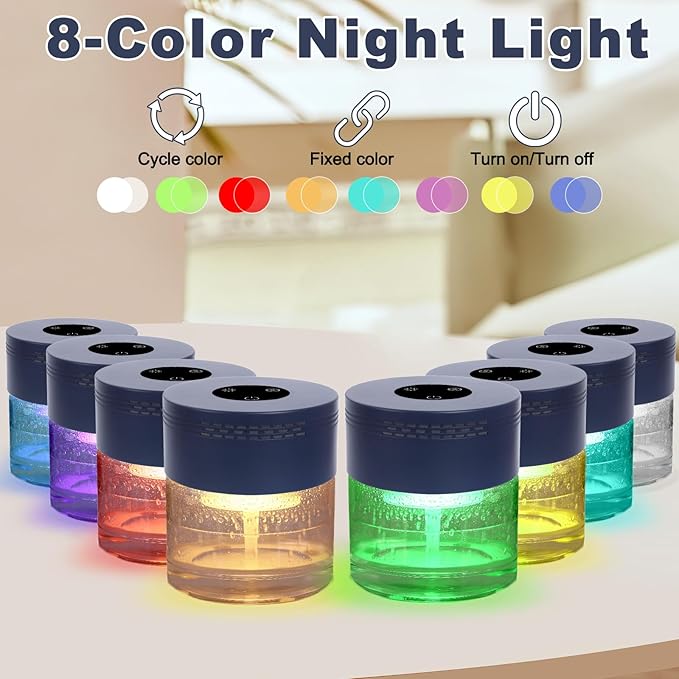 Water Air Purifiers for Home, Water Based Air Purifiers, Quiet 3-Speed Air Washer Aroma Diffuser, 8-Color Light Air Revitalizer, 24H Auto Shut-off Humidifier for Bedroom, Office, Living room, Pet