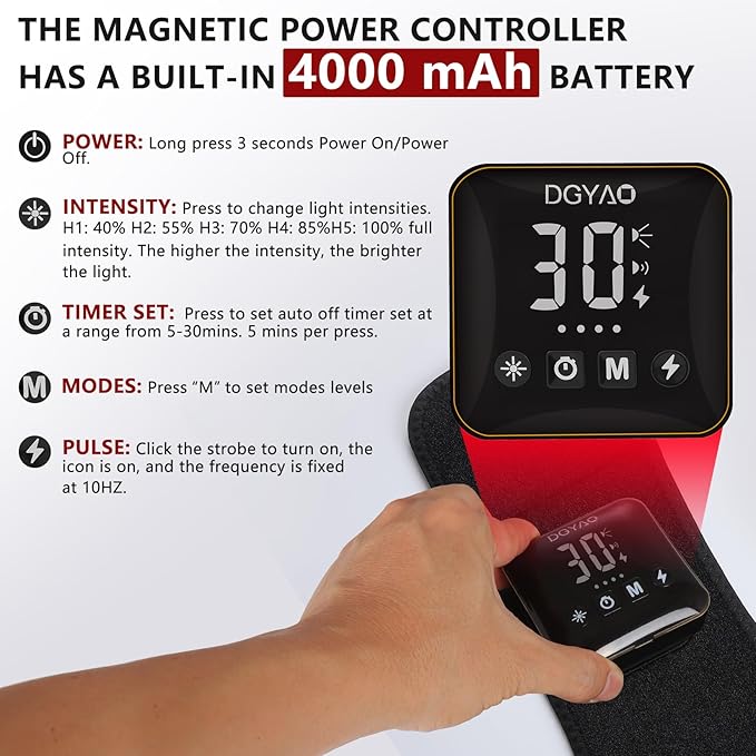 Cordless Red Light Therapy for Waist Back Pain Relief Near Infrared Light Therapy Device for Body Led Portable Wearable Wrap Rechargeable with 4000mAh Battery