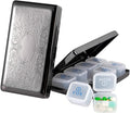 Pill Organizer 7 Days 8 Compartments, Travel Metal Pill Box, BPA-Free Portable Pill Box (Pattern Black, Large)