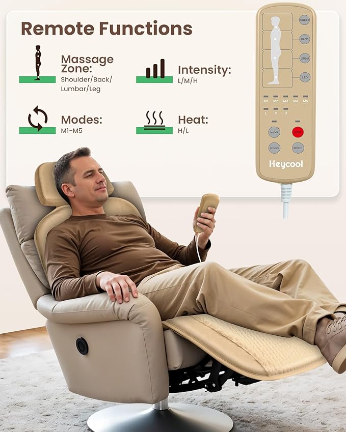 Full Body Massage Mat with Heat, Vibration Back Massager, Massage Chair Pad, 10 Vibration Motors, 2 Heating Levels, Removable Lumbar Traction & Relaxation, Foldable, Gifts