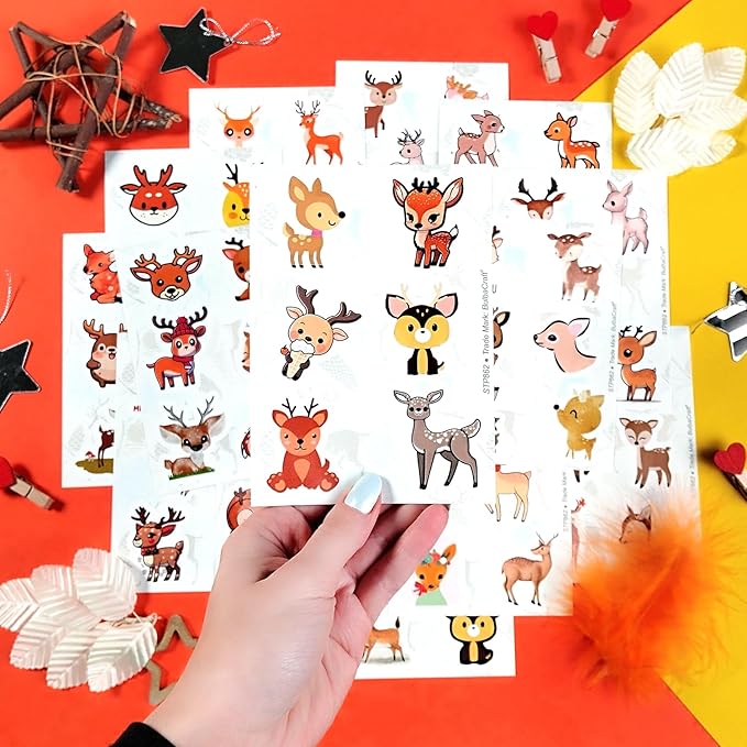 BulbaCraft 100Pcs Deer Stickers and Decals - Woodland, Gold, Whitetail, White Deer Stickers for Water Bottles & Laptops, Gifts for Women & Men