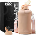 H2O Capsule 2.2L Half Gallon Water Bottle with Storage Sleeve and Covered Straw Lid – BPA Free Large Reusable Drink Container with Handle - Big Sports Jug, 2.2 Liter (74 Ounce)