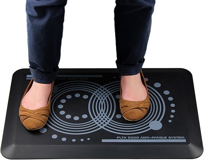 Floortex AFS-TEX 2000 Black Active Anti-Fatigue Comfort Mat 16" x 24" Compact (FC24161ABK)