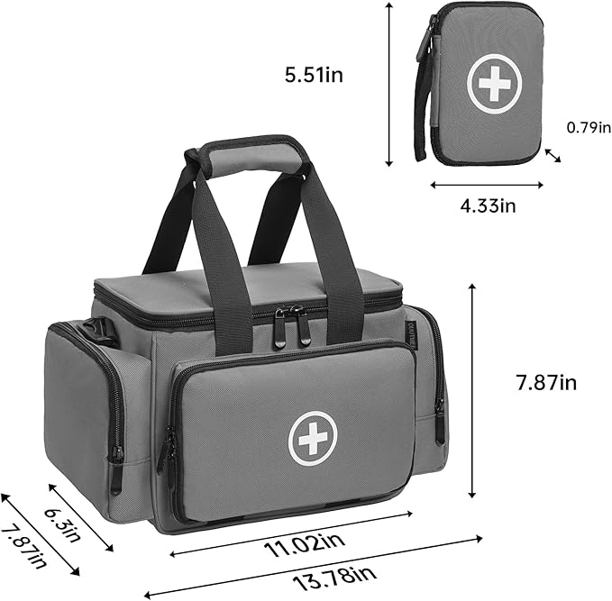Medicine Storage Bag, Pill Bottle Organizer with Portable Small Pouch, Medication Bottle Organizer Empty with Shoulder Strap for Home Storage and Travel