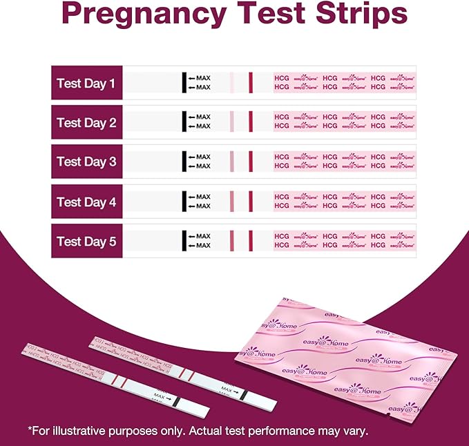 Easy@Home Pregnancy Test Strips Kit: 10 Pack hCG Test Strips - Early Detection Home Pregnancy Strips Bulk