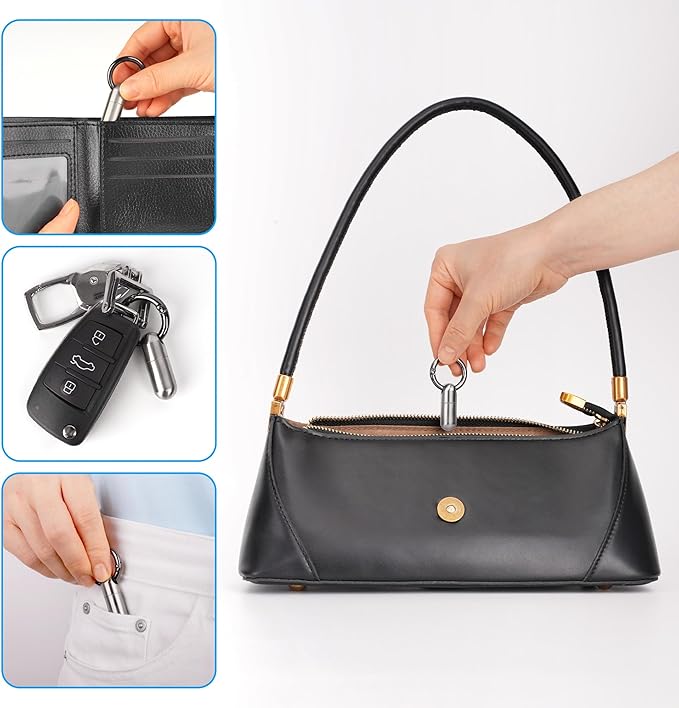 Micro Keychain Pill Holder Titanium Waterproof Mini Pill Container for Emergency Medicine，Travel Purse Pocket (Silver)