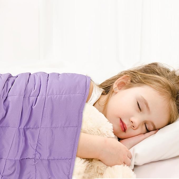 Weighted Blanket for Kids 40"x60" 5 lbs Cooling Blanket for Sleepers, Soft Material Blanket with Premium Glass Beads for All-Season, Purple