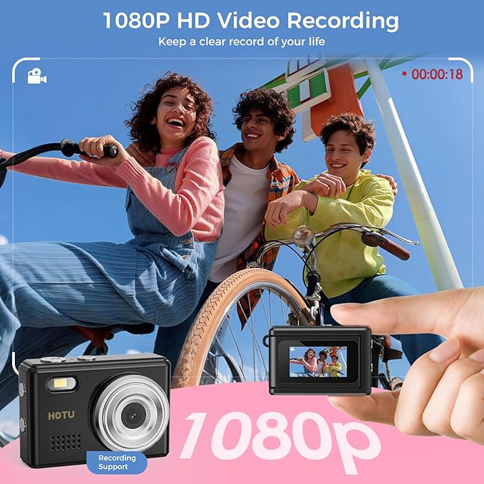 Mini Keychain Digital Camera, Y2K Pocket-Size Mini Camera, 2MP 1080P Small Camera with 32GB Card, Video Recorder with Long Battery Life for Travel, Party and Vlog (Black)