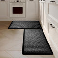 2PCS UKISS Kitchen Rugs, Cushioned Anti Fatigue Kitchen Mats for Floor, Waterproof Kitchen Rug，Non-Slip Comfort Standing Mat for Kitchen (Black, 17.3"x28"+17.3"x28")