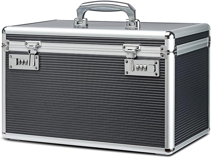 Large capacity Locking Box，Lockable Medication Box with Portable Storage Case, 15 x 8.7 x 9.3 Inch, Childproof Medicine Lock Organizer, Locked Empty First Aid Storage Case (Gray/X-Large)