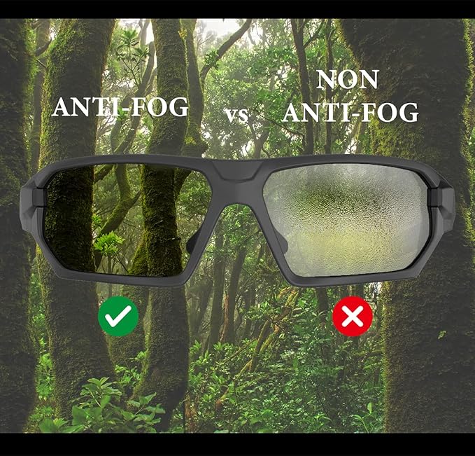HTS HUNTERSKY Ballistic Tactical ANSI Z87.1+ Impact Protection Anti Fog Shooting Glasses Military Grade Airsoft Range