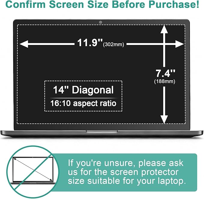 2-Pack 14 Inch 16:10 Laptop Anti Blue Light Screen Protector, Matte Anti Glare Film UV Blocking Protector Compatible with 14''(1920x1200P) HP, Acer, Asus, Lenovo, Dell, Samsung, Thinkpad