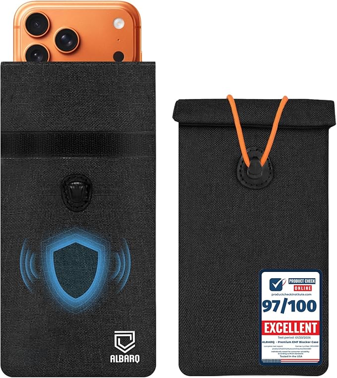 Premium EMF Blocker Case For Cell Phone Protection Size 8inx4in Anti Shield Sleeve Faraday Pouch Military Grade Faraday Bags For Phones Car Key Fob Cover 5G RF GPS Signal data Blocking Faraday Fabric