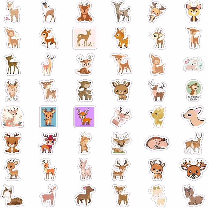 BulbaCraft 100Pcs Deer Stickers and Decals - Woodland, Gold, Whitetail, White Deer Stickers for Water Bottles & Laptops, Gifts for Women & Men