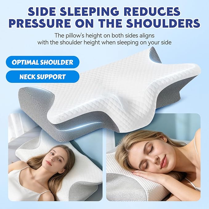 Neckhaven Pillow Snoring for Sleeping Ergonomic Sleep Apnea Pillow with Memory Foam Cervical Neck Pillow for Pain Relief with Pillowcase (Gray)