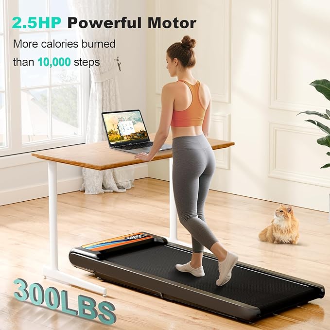 Walking Pad Treadmill, 3 in 1 Under Desk Treadmill for Home Office w/2.5HP Motor/4.0MPH/45dB, Walking Pad w/Safety Handle/Remote/LED Display, Portable Treadmills Supports Up to 300lbs