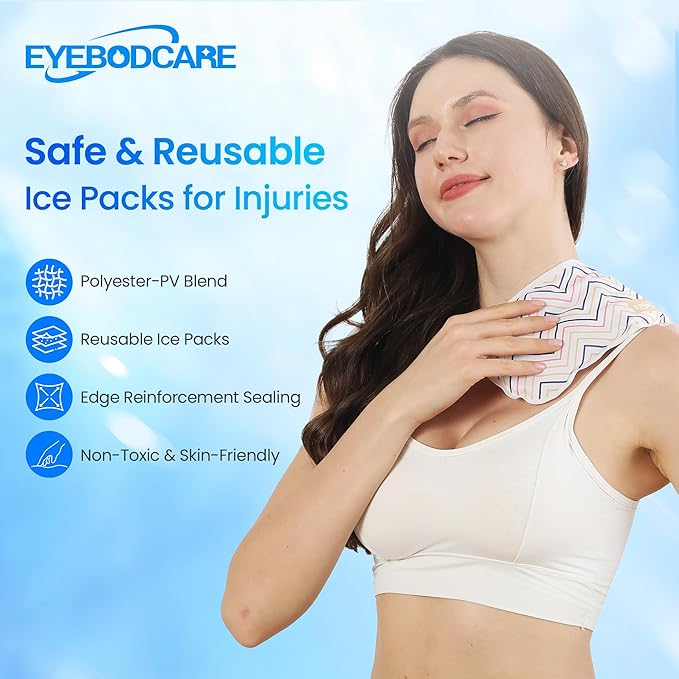 Extra Large Reusable Ice Packs for Injuries, Hot and Cold Therapy Gel Ice Packs with Flexible Wrap and Eye Mask, for Joint Pain, Swelling, Muscle Pain, Knees, Back, Shoulder & More