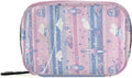Pink Rockets Satellites Stars Clouds Travel Pill Organizer Case Box Container Weekly Portable Vitamin Medicine Holder Storage Bag with Zipper Removable