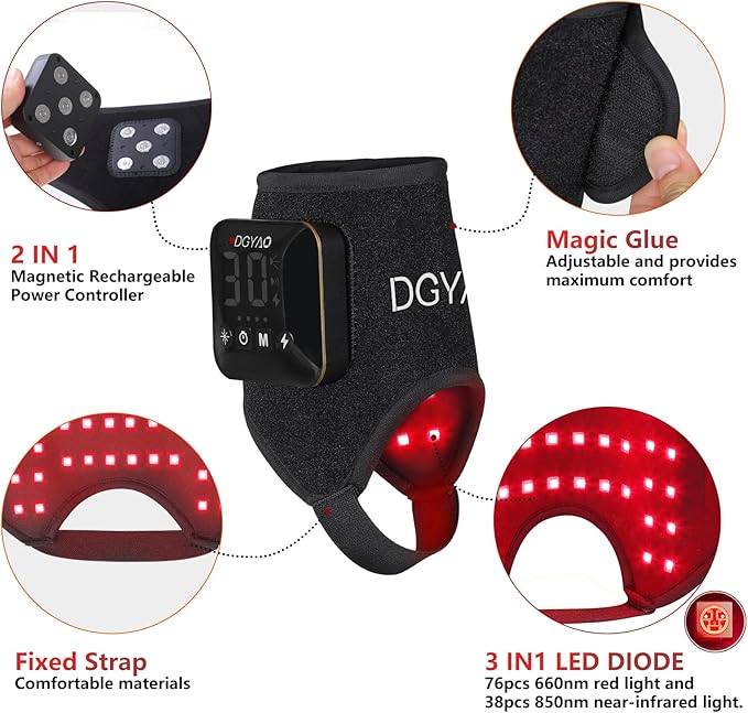 4000mAh Cordless Red Light Therapy for Ankle, Portable Infrared Light Therapy for Wrists Light with 660nm & 850nm NIR Light, Red Light Wrap for Ankle Relaxation 14.2'' x 6.3''