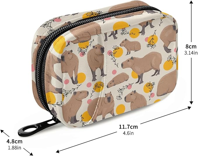 Pill Box Capybara 7 Day Pill Case Travel Pill Organizer Bag with Zipper Portable Weekly Vitamin Medicine Supplement Holder Pouch Bag