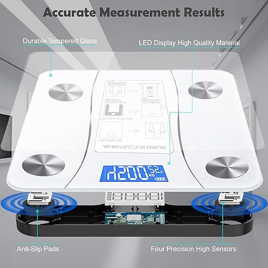Smart Scale for Body Weight, Digital Bathroom Weighing Scale with Smart Sync App, BMI, Body Fat, Muscle Mass, Accurate Bluetooth Home User Health Equipment (White)