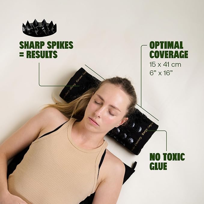 ShaktiMat Classic Acupressure Pillow for Relaxation, Level 1 Black, 2,370 Signature Spikes That Massage Muscles, Aid Sleep & Unlock Inner Tension | Similar to Acupuncture, No Needles Required