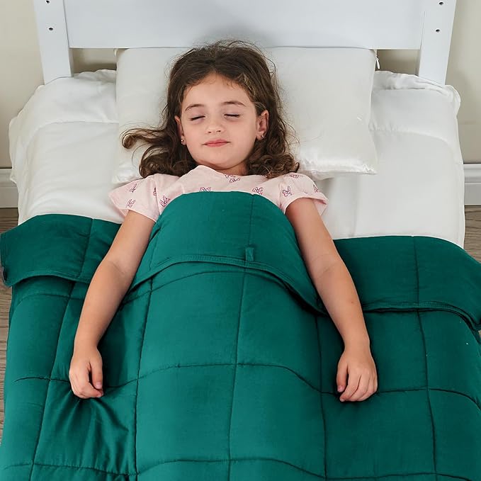 yescool Weighted Blanket (5 lbs, 36" x 48", Dark Green) Cooling Heavy Blanket for Sleeping Perfect for 40-60 lbs, Breathable Blanket with Premium Glass Bead, Machine Washable