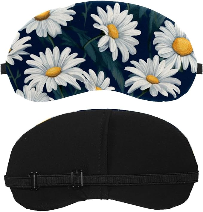 2 Pack Sleep Eye Mask for Women Men, Soft Breathable Eye Cove No Pressure Blackout Night Blindfold for Sleeping Light Blocking with Adjustable Strap, Little Daisy