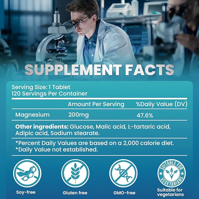 Hydrogen Water Tablets H2 Molecular 120 Tablets with Magnesium Supplement for Brain Health Cognition Function Cellular Energy Boost Antioxidant Promote Metabolism Non-GMO Gluten Free