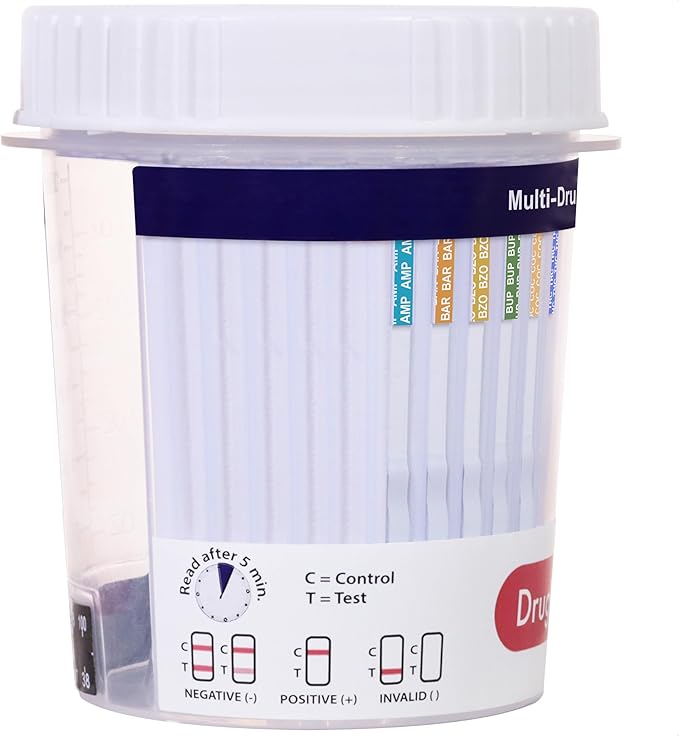 DrugTect Multi-Drug Test Cup | 50 Pack | 12 Panel CLIA Waived Marijuana Fentanyl Urine Drug Test Cup for AMP,BAR,BUP,BZO,COC,FYL,MDMA,MET,MOP|OPI,MTD,OXY,THC (50)