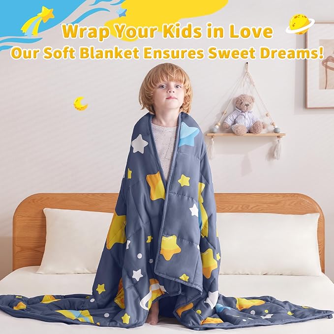 anfie Weighted Blanket Kids(40"x60" 7lbs) Weighted Blanket Cooling Blanket for Sleeping,Throw Size Breathable Blanket with Premium Glass Bead(Grey Moon)