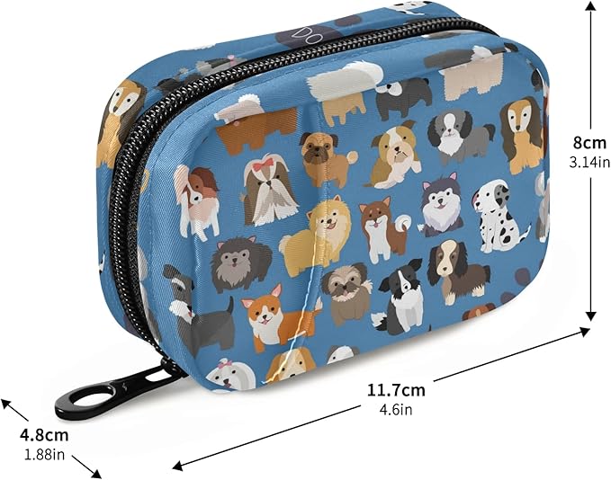 Naanle Cute Puppy Dog 7 Day Pill Case - Travel Organizer Bag With Zipper, Portable Weekly Compact Size for Vitamin Supplement Holder