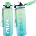 Water Bottle with Straw, 27oz Motivational Water Bottles with Time Marker to Drink, Tritan BPA Free, 750ml Sports Water Bottle with Carry Strap LeakProof for School Fitness Outdoor (1Pack)