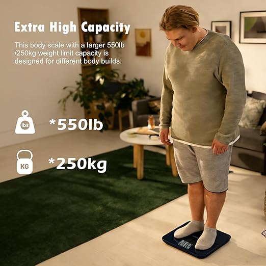 NUTRI FIT Scale for Body Weight 550lb, Digital Bathroom Scales for People, Extra Large LCD Display & Large Clear Numbers, High Upgraded Quality for The Elderly Safe Home Use