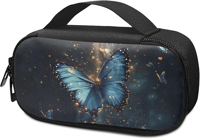 Blue Butterfly Insulin Cooler Travel Case with Side Handle Diabetic Insulated Organizer Portable Cooling Bag for Insulin Pen and Medication Diabetic Supplies