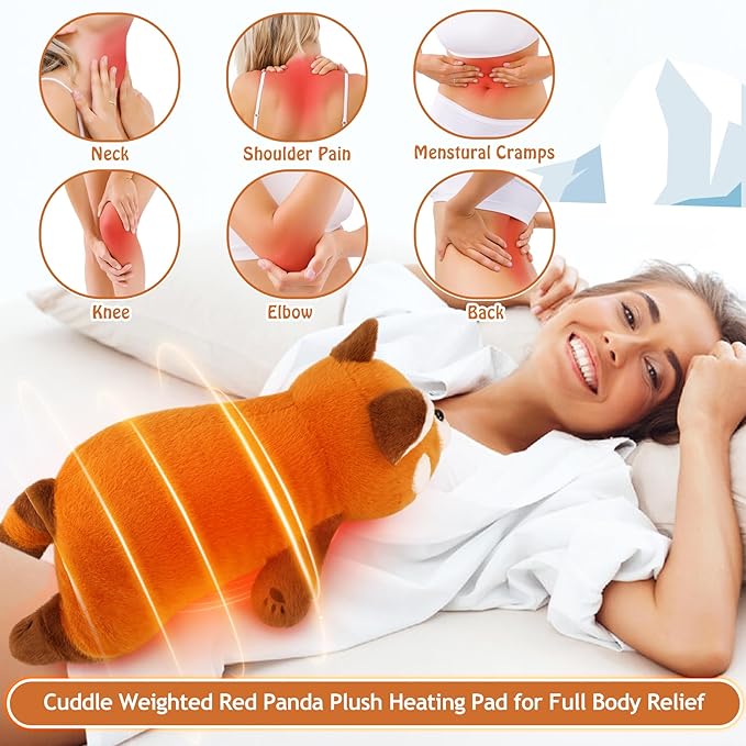 2lb Red Panda Stuffed Animals Microwavable Heating Pad-19'' Red Panda Heating Pads for Cramps &Period Pain Relief for Women,Heatable & Coolable Stuffed Animals Bedtime Birthday Gift for Women Kids