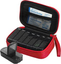 Weekly PU Leather Pill Bag Organizer Case 2 Times a Day, AM PM Daily Pill Box to Hold Vitamin, Fish Oil, Supplements and Medicine (Red)