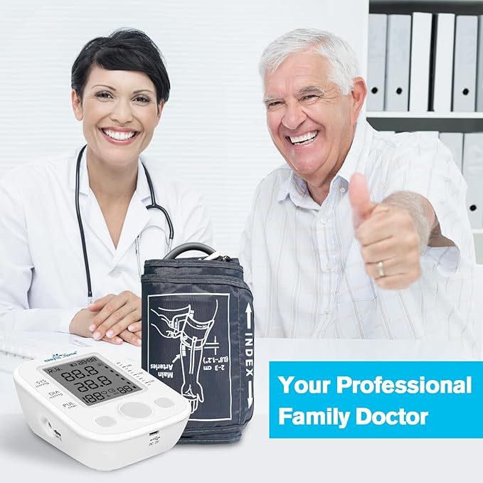Easy@Home Digital Blood Pressure Monitor Upper Arm with Pulse Rate Indicator, Accurate Automatic BP Machine with with Free App MyHeartPal, Not Bluetooth Enabled, 2 User Individual Memory, EBP-020