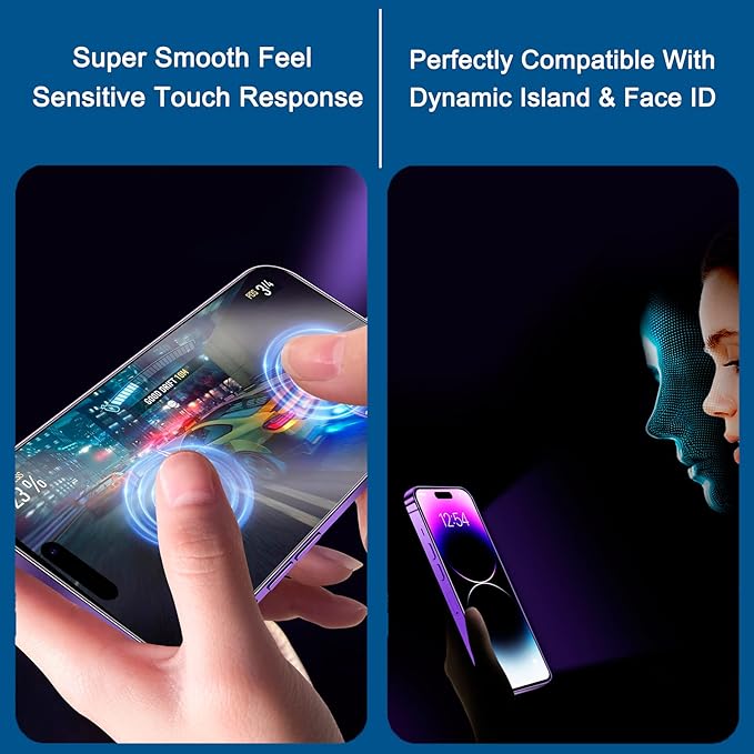 2 Pack Matte Anti-Blue Light Eye Protection Screen Protector for iPhone 14 Pro, Anti-Glare Blue-Light Blocking Tempered Glass Film 6.1", Scratch Resistant, Anti-Fingerprints, Full Coverage