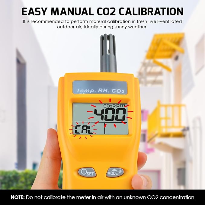 CO2 Meter Portable CO2 Detector Digital CO2 Monitor with Alarm Function Carbon Dioxide Temperature and Humidity Meter, NDIR CO2 Sensor Indoor Air Quality Monitor for Home Office Grow Room