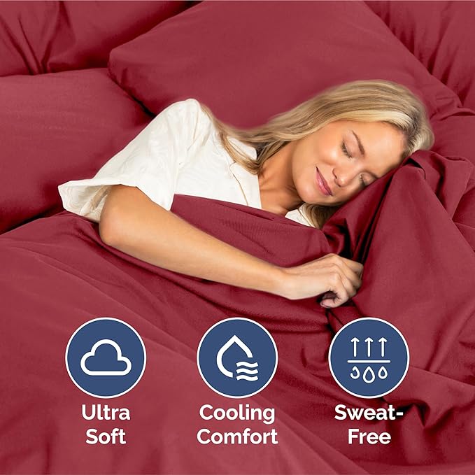 King Size 4 Piece Sheet Set - Extra Soft, Breathable And Cooling Sheets - Hotel Luxury Durable Bed Sheets for Women & Men - Deep Pockets, Easy-Fit & Wrinkle-Free Sheets - Berry Oeko-Tex Bed Sheet Set