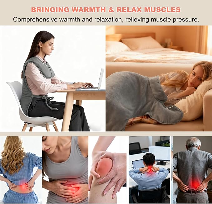 Heating Pad for Neck Shoulders Back Pain Relief, Gifts for Women Men Mom Dad Elderly, Electric Large Heat Pad with 6 Heat Settings 4 Timers, ETL Certified (Back Hating Pad)