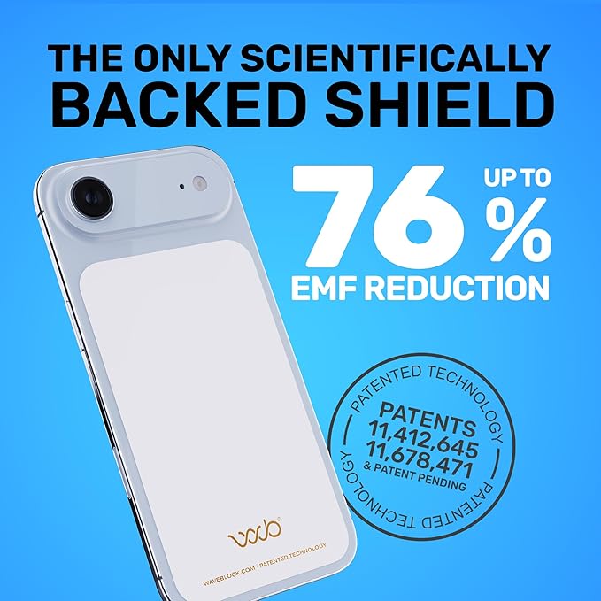WAVEBLOCK EMF Blocker for Cell Phone - Made for iPhone 17 Air - The Only Patented, Real Scientifically Backed, Lab-Tested 5G-Shield Sticker to Protect You & Your Loved Ones - USA Made White